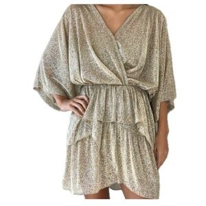 (34) IRO Metallic Gold Textured Dress